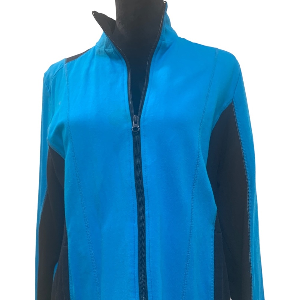 Jones NY Sports Blue and Black Full Zip Jersey Jacket Size XL